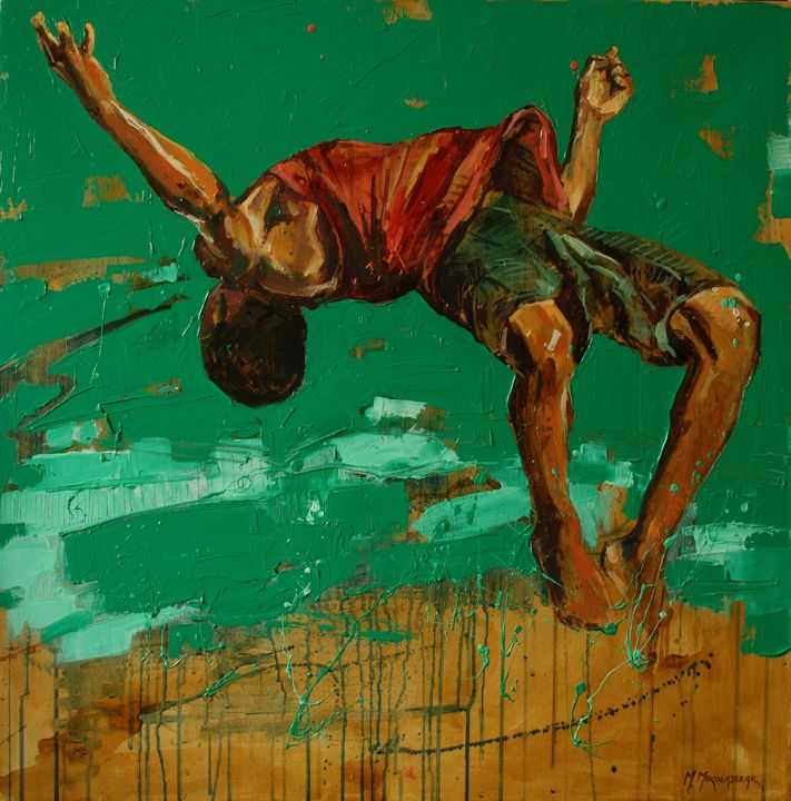 Pintura titulada "Jump VII" por Marcin Mikołajczak, Obra de arte original, Oleo