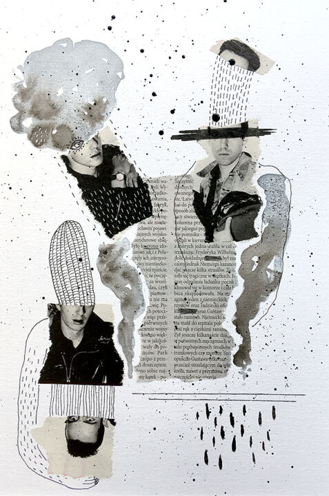 Collages titled "Scalp, collage" by Marcin Waska, Original Artwork, Collages
