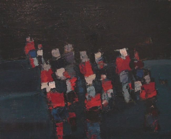 Peinture intitulée "foot balleurs noctu…" par Marc Levy, Œuvre d'art originale