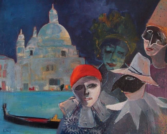 Schilderij getiteld "carnaval la nuit" door Marc Levy, Origineel Kunstwerk