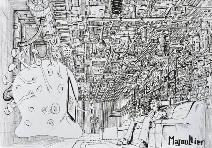 Рисунок под названием "Covid" - Marc Majoullier, Подлинное произведение искусства, Пигменты