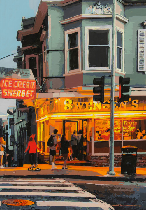Painting titled "Swensen’s San Franc…" by Marco Barberio, Original Artwork, Acrylic Mounted on Wood Stretcher frame