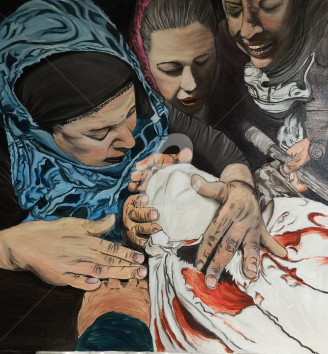Painting titled "Palestinian despair" by Marco Bonina, Original Artwork