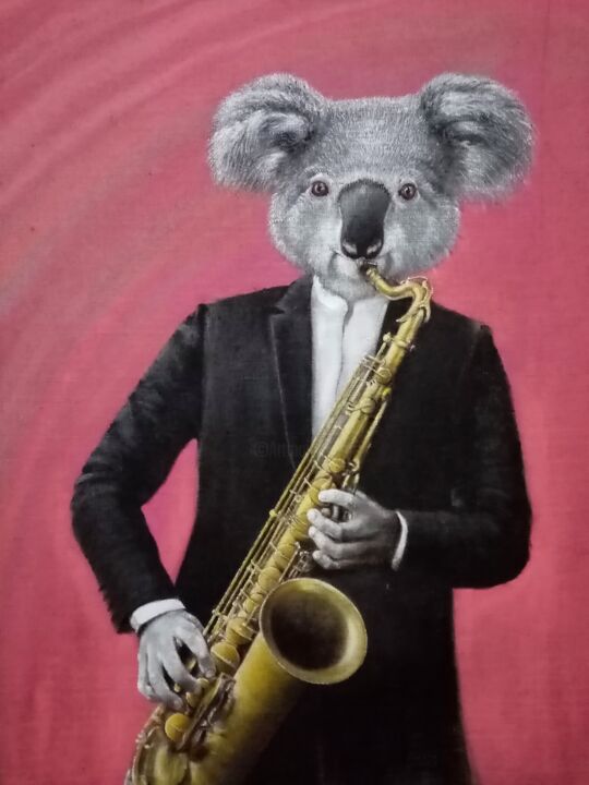 Pintura intitulada "KoalaCoolSax" por Marco Castiço, Obras de arte originais, Acrílico