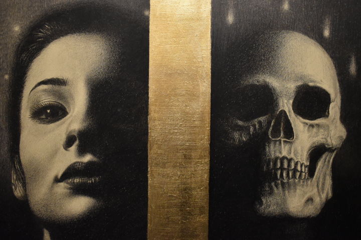 제목이 "The golden mirror"인 그림 Marco Corridoni로, 원작, 파스텔