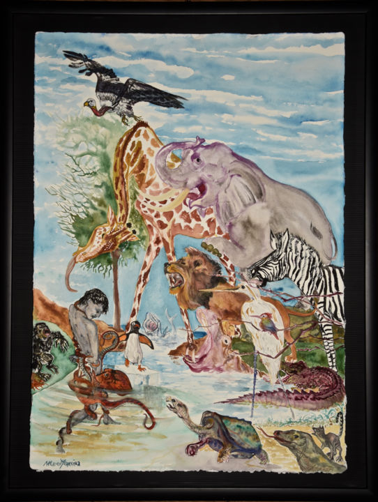 Pittura intitolato "Il processo" da Marco Di Francisca, Opera d'arte originale, Acquarello