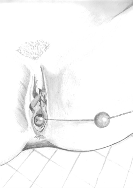 Drawing titled "Balls pleasure" by Arterotik, Original Artwork, Pencil