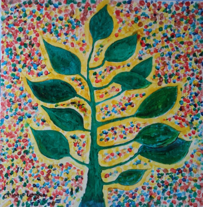 Pittura intitolato "foglie e coriandoli" da Marco Longoni, Opera d'arte originale, Acrilico