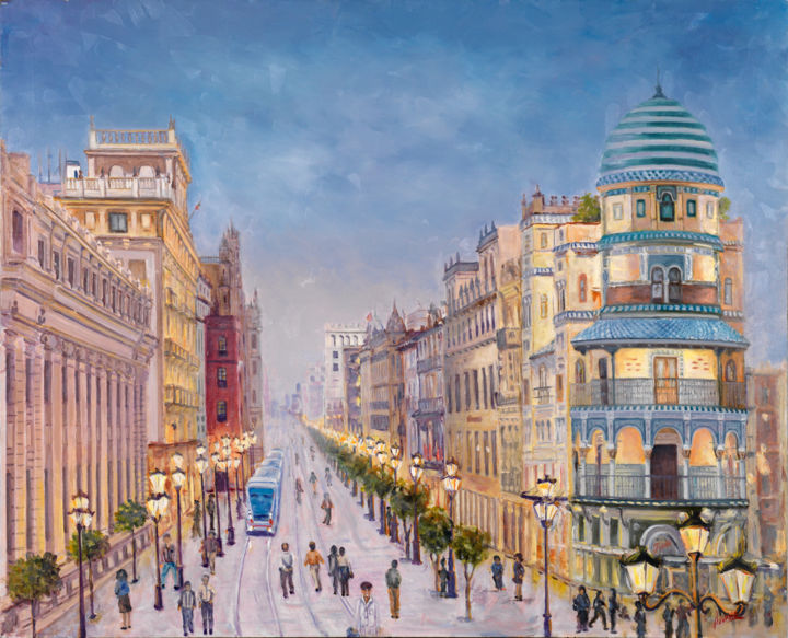 Pintura titulada "AVD. DE LA CONSTITU…" por "Osorno", Obra de arte original, Oleo