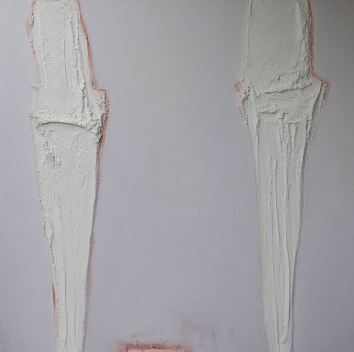Peinture intitulée "Doppio bianco rosa" par Marco Marlon, Œuvre d'art originale
