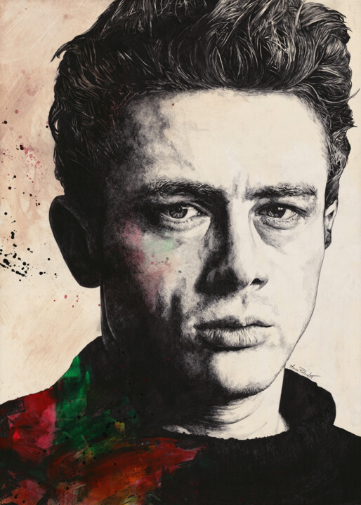 Dessin intitulée "Giant: James Dean T…" par Marco Paludet, Œuvre d'art originale, Graphite