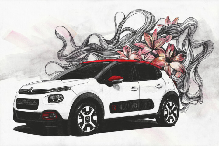 Drawing titled "Cars: Citroen C3 wi…" by Marco Paludet, Original Artwork, Graphite
