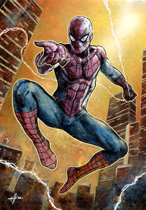 Painting titled "Spider-Man" by Marco Russo, Original Artwork, Acrylic