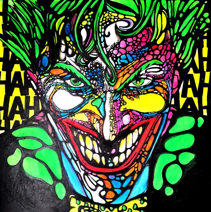 Painting titled "Joker" by Marco Scali, Original Artwork, Acrylic Mounted on Wood Stretcher frame