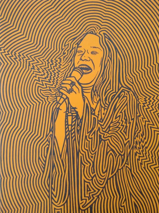 Pittura intitolato "Janis Joplin" da Marco Ugoni, Opera d'arte originale, Acrilico Montato su Telaio per barella in legno