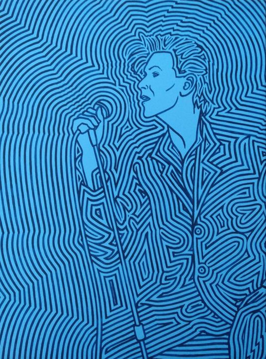 Malarstwo zatytułowany „David Bowie” autorstwa Marco Ugoni, Oryginalna praca, Akryl Zamontowany na Drewniana rama noszy