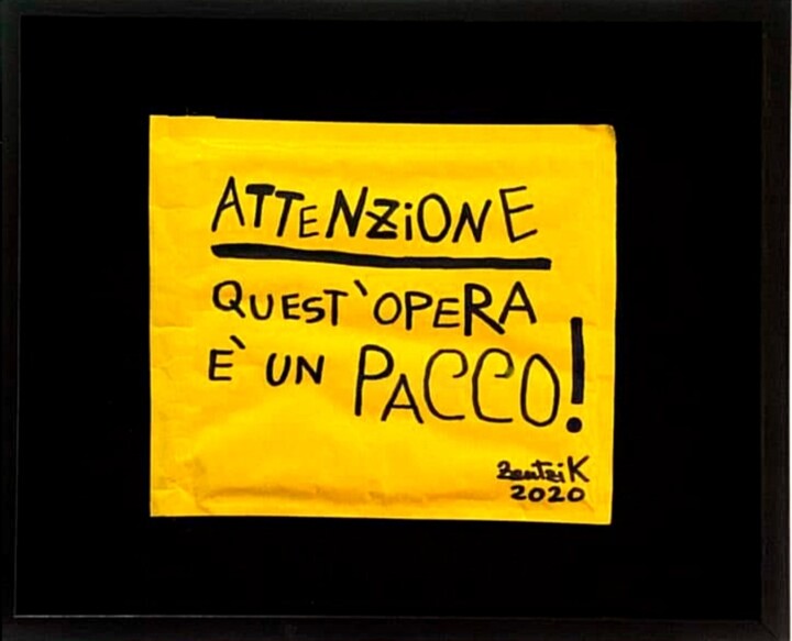 Dessin intitulée "Attenzione quest'op…" par Marco Zautzik, Œuvre d'art originale, Marqueur