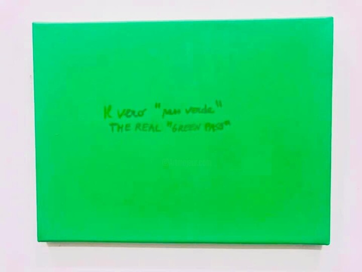 Painting titled "Il vero green pass" by Marco Zautzik, Original Artwork, Acrylic