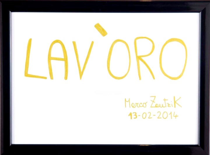 Disegno intitolato "Lav'oro" da Marco Zautzik, Opera d'arte originale, Pennarello