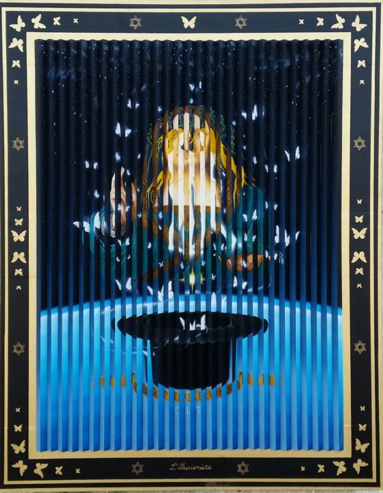Pittura intitolato "L'ILLUSIONISTA salv…" da Marco Aurelio Zerilli, Opera d'arte originale, Olio