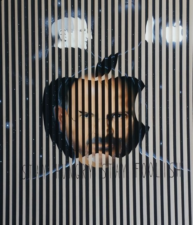 Malarstwo zatytułowany „Apple Steve Jobs” autorstwa Marco Aurelio Zerilli, Oryginalna praca, Olej