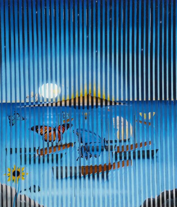 Pittura intitolato "Isola delle femmine" da Marco Aurelio Zerilli, Opera d'arte originale, Olio