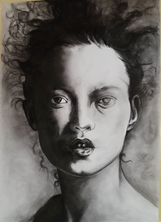 Dessin intitulée "Kate Moss" par Marcos Aranda, Œuvre d'art originale, Graphite