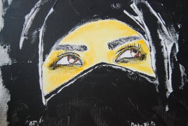 Femme avec voile - Painting, 41x32 cm ©2011 by Gonzales -
acrylique sur toile d'une femme avec voile
