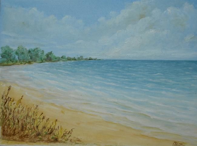 Pittura intitolato "Spiaggia" da Marco Lezzi, Opera d'arte originale