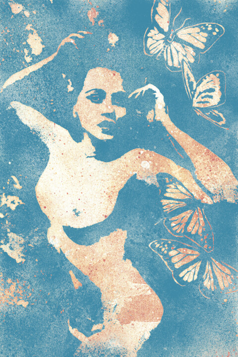 Arte digitale intitolato "Heavy Crown II turq…" da Marco Paludet, Opera d'arte originale, Spray