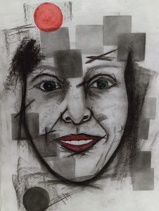 Drawing titled "Faces" by Marcos Bastos, Original Artwork, Charcoal