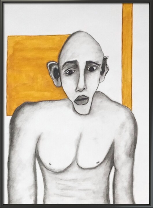 Pintura intitulada "O Admirado" por Marcos Bastos, Obras de arte originais, Carvão