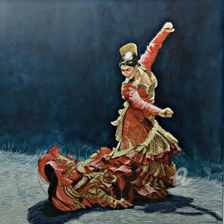 Peinture intitulée "A Dançarina" par Marcos Costa, Œuvre d'art originale, Acrylique