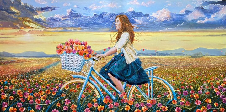 Pintura titulada "A Florista" por Marcos Costa, Obra de arte original, Acrílico