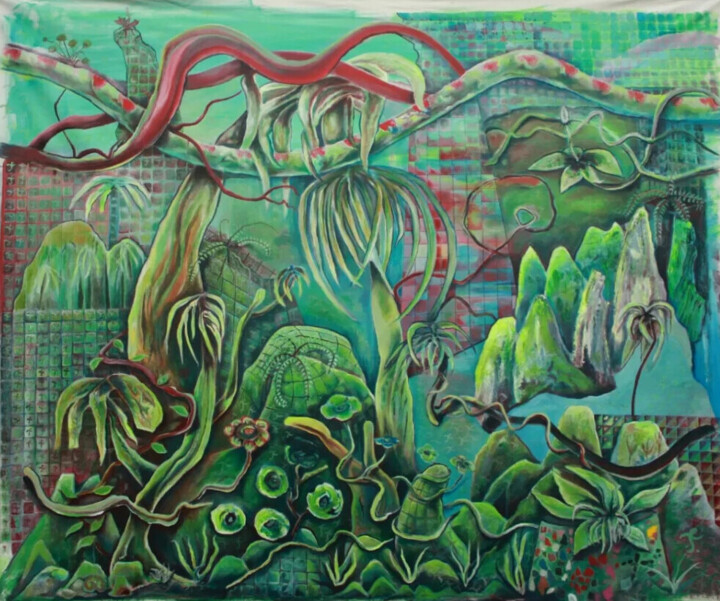 Painting titled "Visão do vale" by Marcos Tabbal, Original Artwork, Acrylic