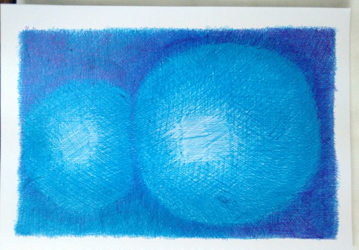 Dessin intitulée "tudo-azul.jpg" par Marcos Pereira, Œuvre d'art originale, Stylo à bille