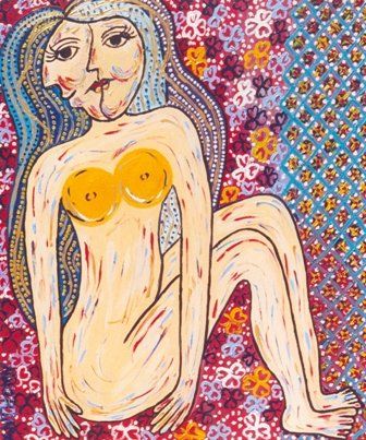 Pintura intitulada "Mulher Nua sentada" por Marcos Anthony, Obras de arte originais,