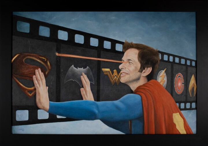 Painting titled "Release the Snyder…" by Marco Santos, Original Artwork, Oil Mounted on Wood Stretcher frame