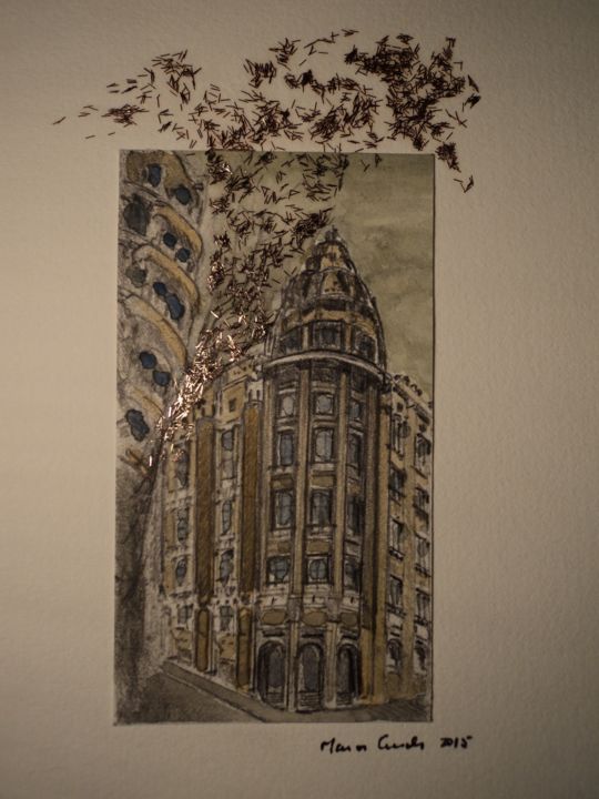 Dibujo titulada ""Aliados" - Porto" por Marcos Guedes, Obra de arte original