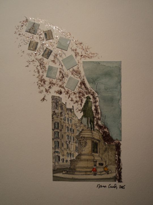 Drawing titled ""Liberdade"" by Marcos Guedes, Original Artwork, Watercolor