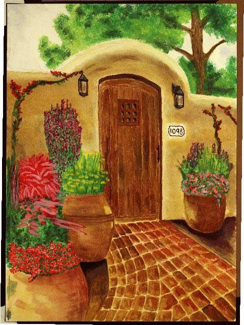 Painting titled "Garden Gate" by Paul Marco, Original Art, Watercolor