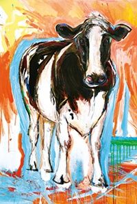 Peinture intitulée "Une vache en opposi…" par Marco Weiten, Œuvre d'art originale,