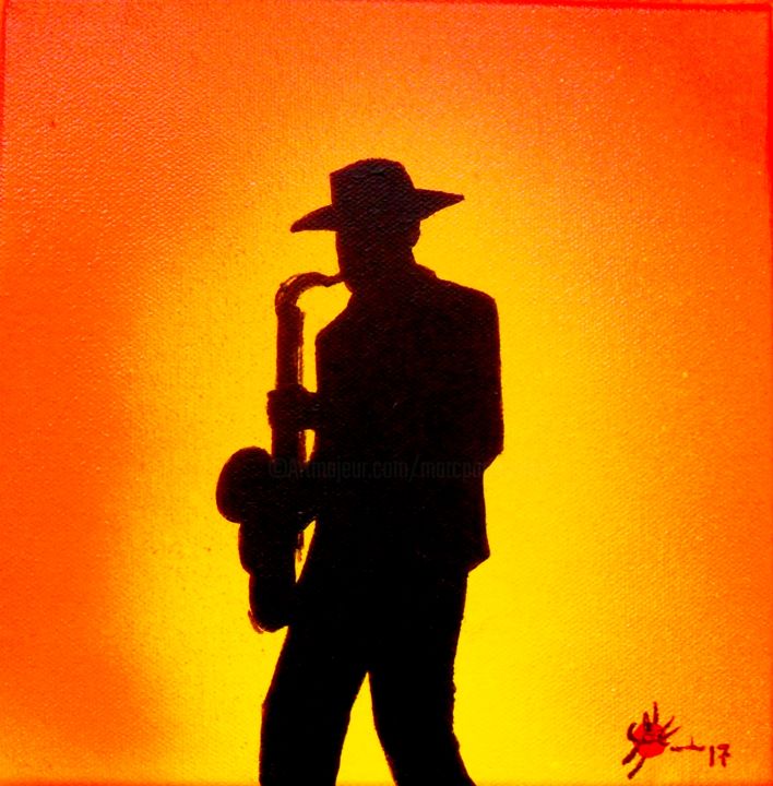 Painting titled "Ombre jazz II" by Marc Parmentier, Original Artwork, Acrylic Mounted on Wood Stretcher frame