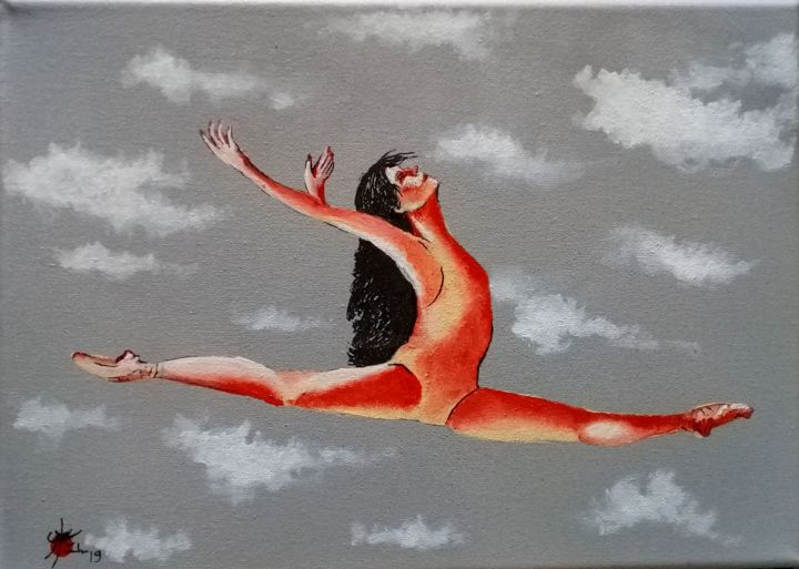 Painting titled "Envolée" by Marc Parmentier, Original Artwork, Acrylic Mounted on Wood Stretcher frame