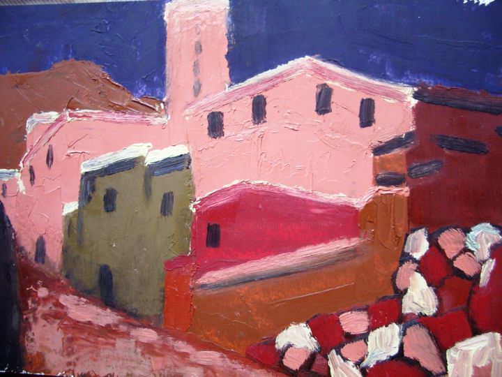 Painting titled "Paysage marocain" by Marc Parmentier, Original Artwork, Oil