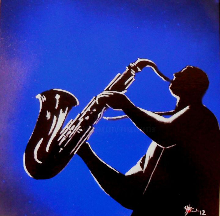 Painting titled "Free jazz" by Marc Parmentier, Original Artwork, Acrylic Mounted on Cardboard