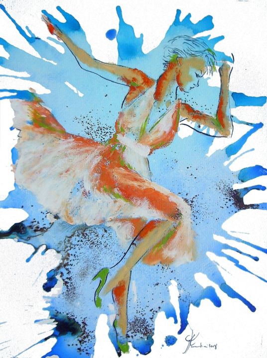 Peinture intitulée "Kylie" par Marc Parmentier, Œuvre d'art originale, Aquarelle