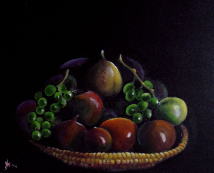 绘画 标题为“Panier de fruits” 由Marc Parmentier, 原创艺术品, 丙烯
