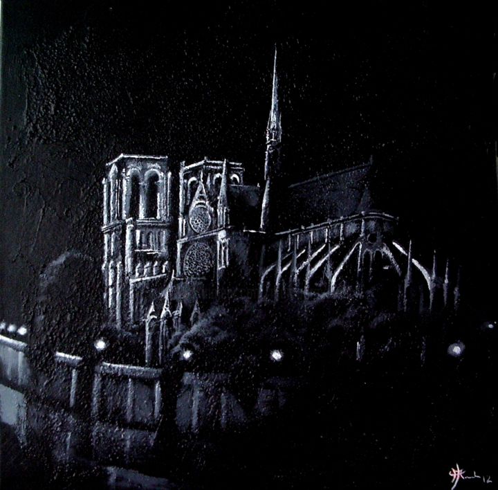 "Notre Dame" başlıklı Tablo Marc Parmentier tarafından, Orijinal sanat, Akrilik Ahşap Sedye çerçevesi üzerine monte edilmiş