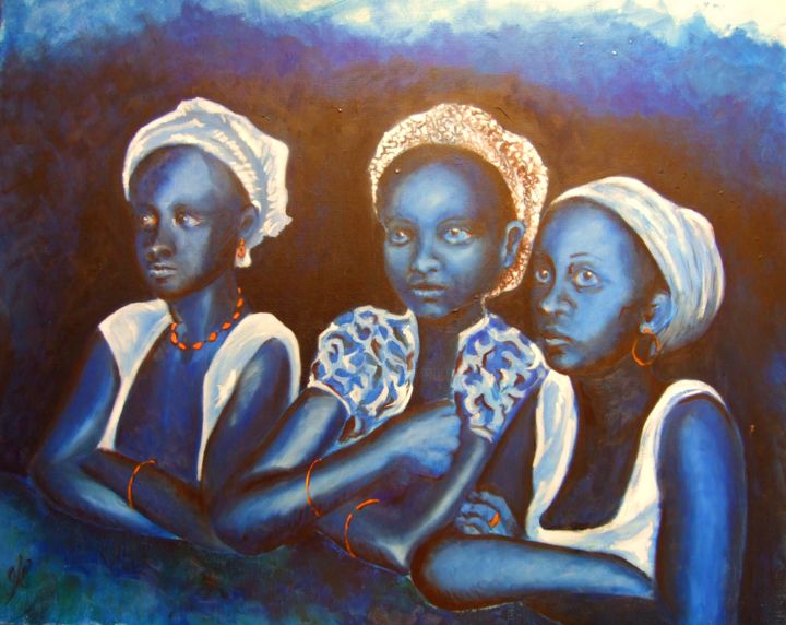 Painting titled "Les gauloises bleues" by Marc Parmentier, Original Artwork, Oil
